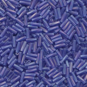 6x2mm Twisted Miyuki Bugle Beads 10g – Matte Transparent Cobalt AB
