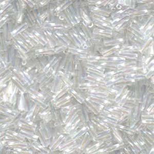 6x2mm Twisted Miyuki Bugle Beads 10g – Crystal AB