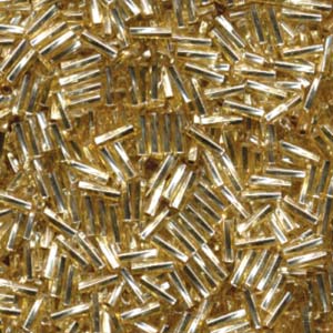 6x2mm Twisted Miyuki Bugle Beads 10g – Silver Lined Gold