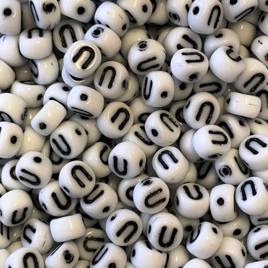 Czech Glass Alphabet Bead - U