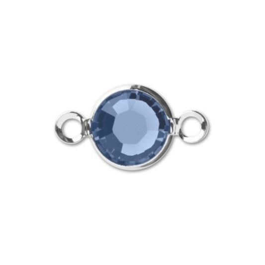 Silver Plated Preciosa Birthstone Channel Link – 6mm – Light Sapphire (July Birthstone)