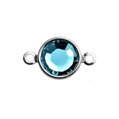 Silver Plated Preciosa Birthstone Channel Link - 6mm - Aquamarine (March Birthstone)