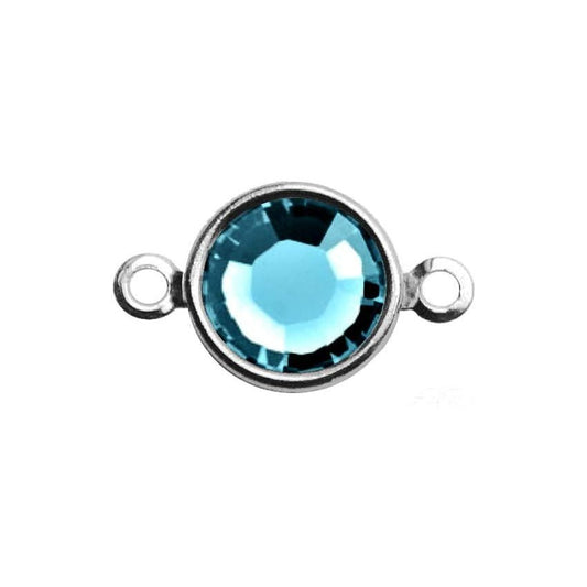 Silver Plated Preciosa Birthstone Channel Link - 6mm - Aquamarine (March Birthstone)