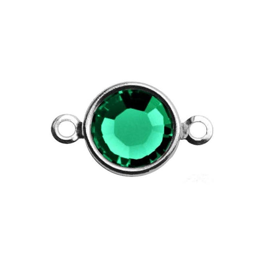 Silver Plated Preciosa Birthstone Channel Link – 6mm – Emerald (May Birthstone)