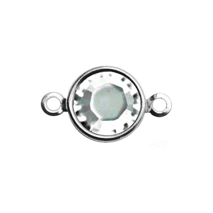Silver Plated Preciosa Birthstone Channel Link - 6mm - Crystal (April Birthstone)