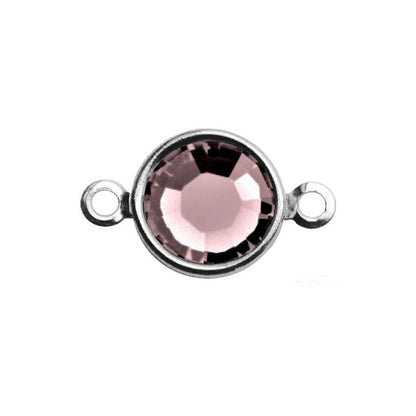 Silver Plated Preciosa Birthstone Channel Link - 6mm - Light Amethyst (June Birthstone)