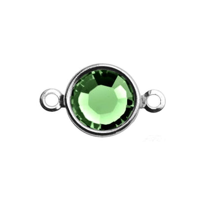 Silver Plated Preciosa Birthstone Channel Link - 6mm - Peridot (August Birthstone)