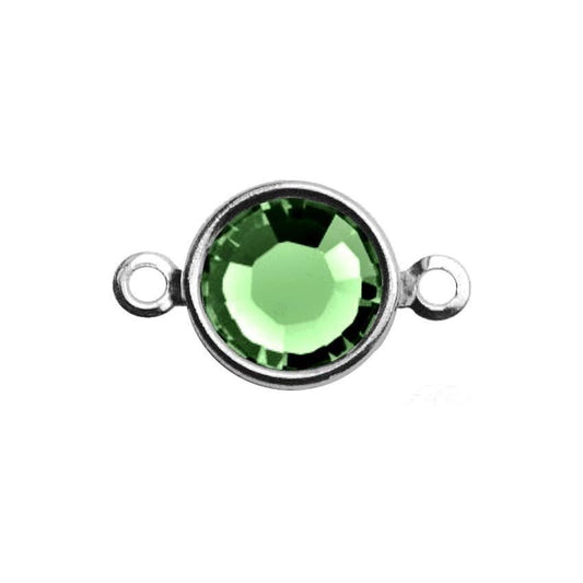 Silver Plated Preciosa Birthstone Channel Link - 6mm - Peridot (August Birthstone)
