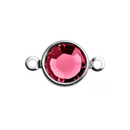 Silver Plated Preciosa Birthstone Channel Link - 6mm - Rose (October Birthstone)