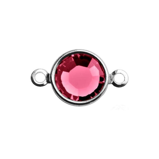 Silver Plated Preciosa Birthstone Channel Link - 6mm - Rose (October Birthstone)