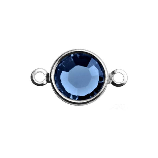 Silver Plated Preciosa Birthstone Channel Link - 6mm - Sapphire (September Birthstone)