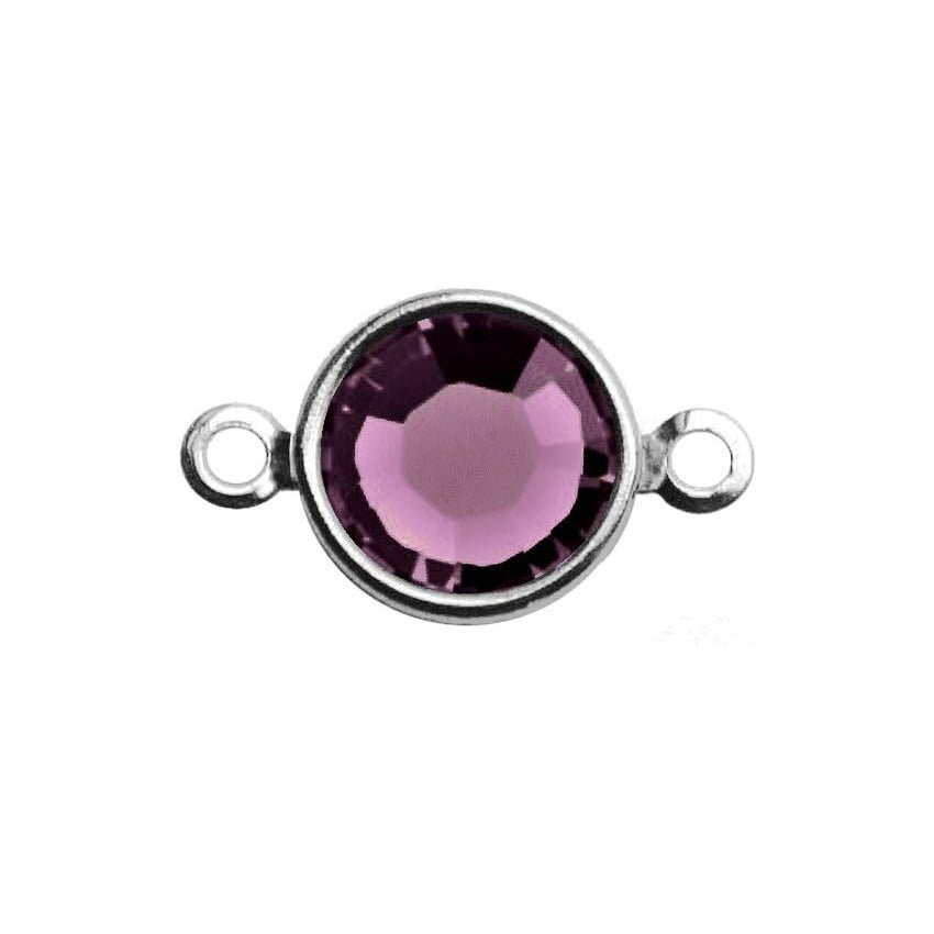 Silver Plated Preciosa Birthstone Channel Link - 6mm - Amethyst (February Birthstone)