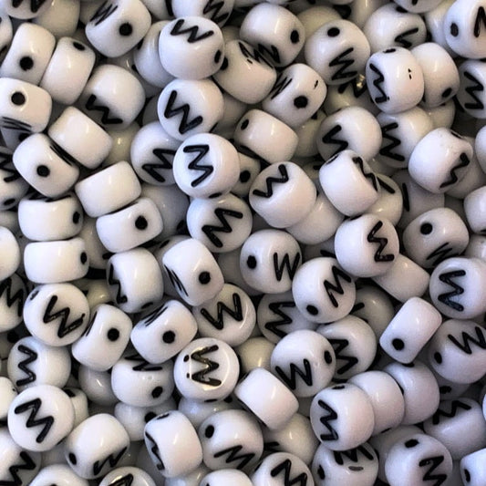 Czech Glass Alphabet Bead - W