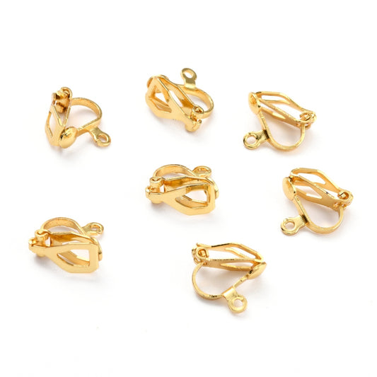 18k Gold Plated Stainless Steel Clip on Earring Findings - Per Pair