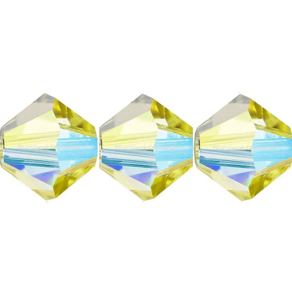 4mm Preciosa Bicones – Acid Yellow AB – Pack of 30