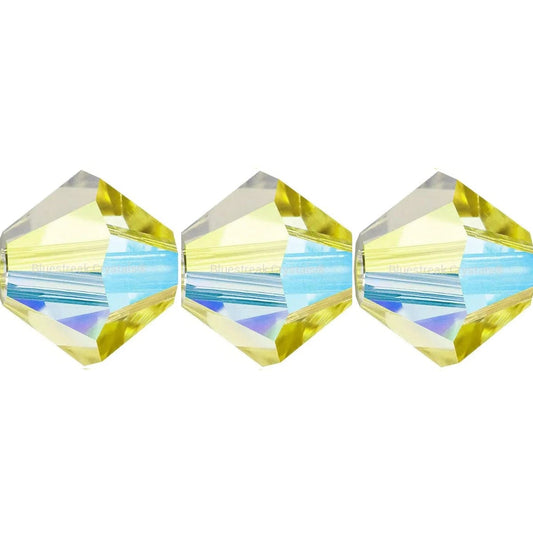 4mm Preciosa Bicones – Acid Yellow AB – Pack of 30