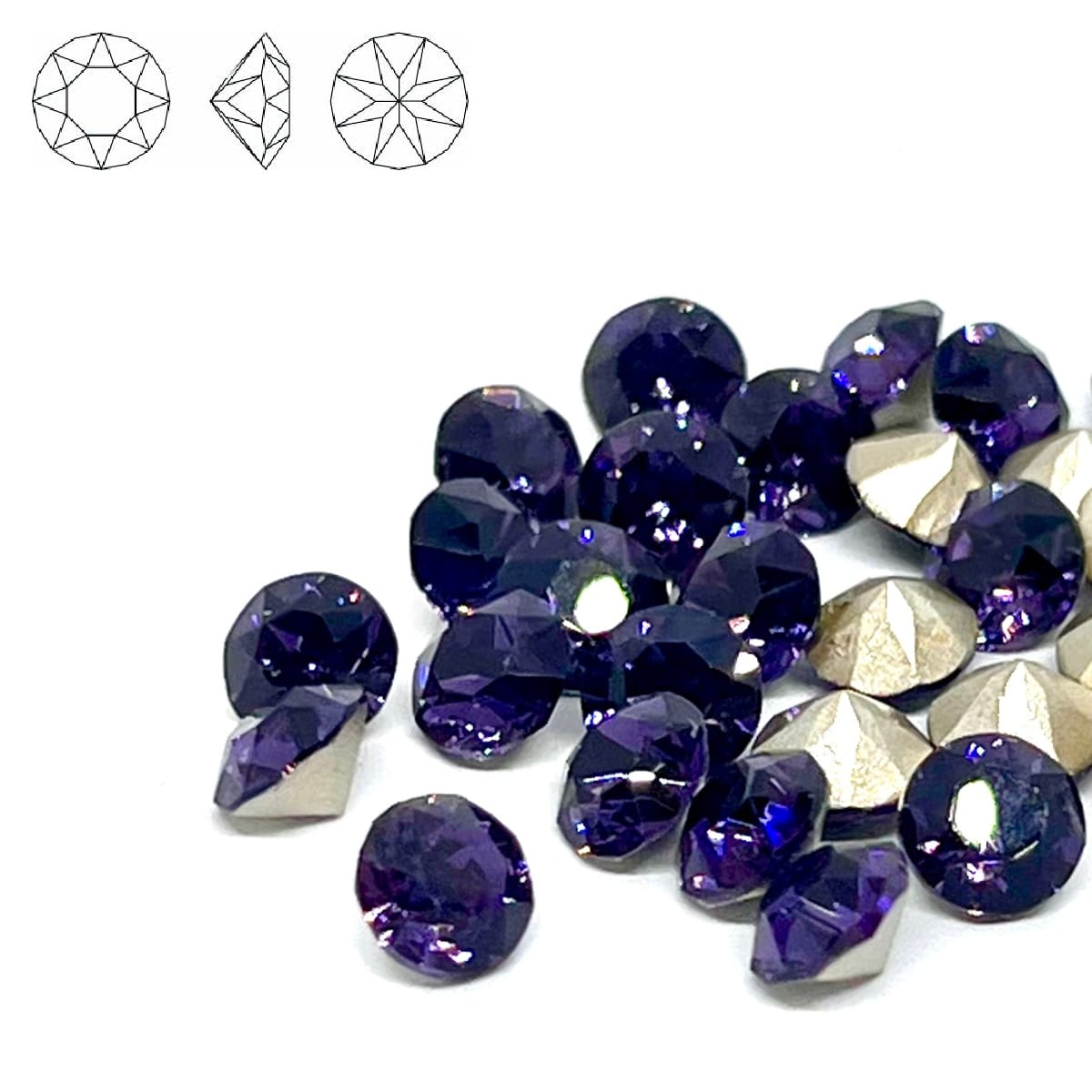 Aurora Pointy Back Chaton (C1088) SS29 – 6mm – Amethyst – Pack of 2