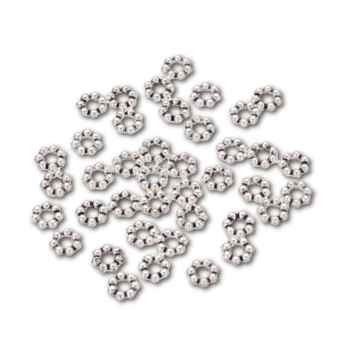 5mm Antique Silver Bali Daisy Spacer Beads – Bag of 50
