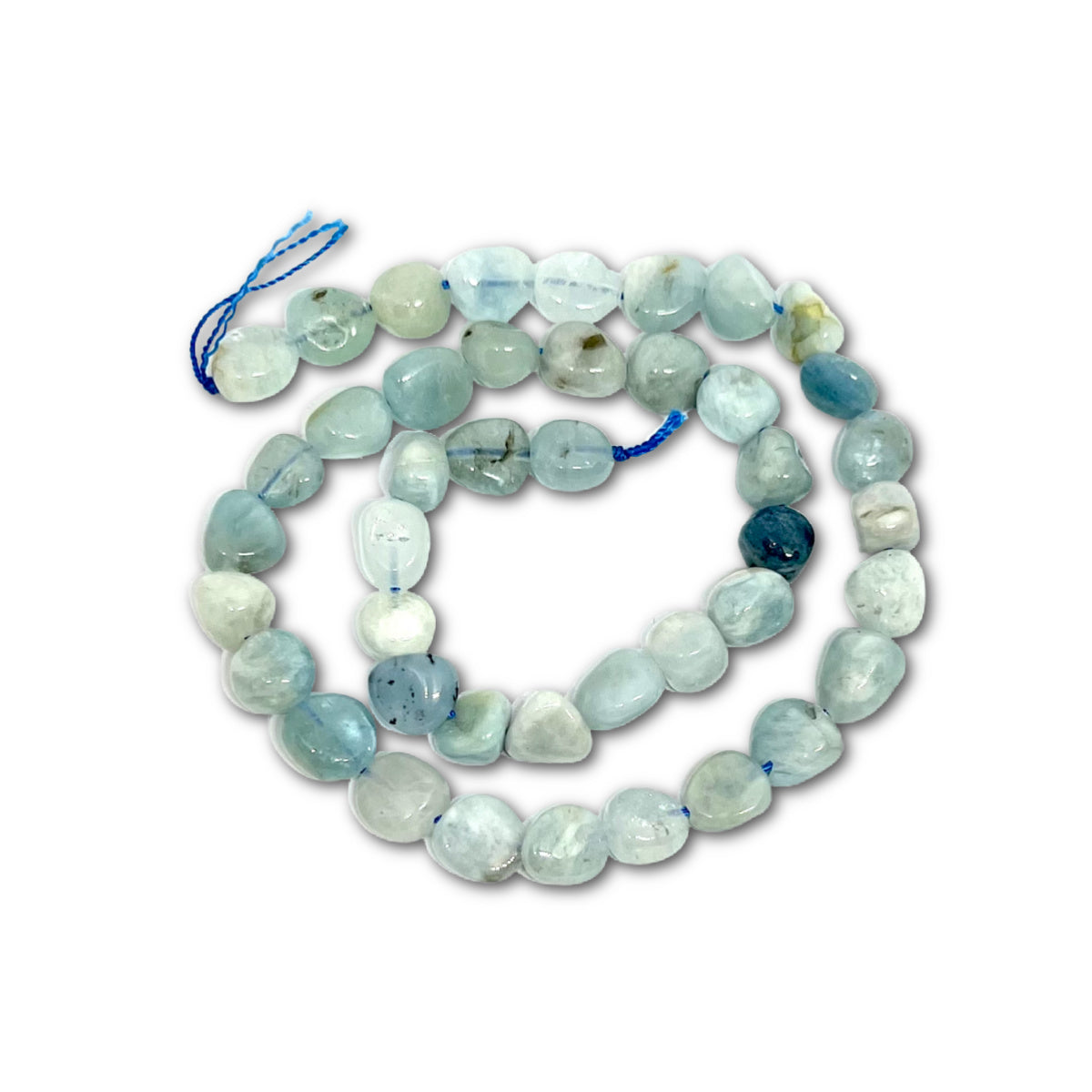 Aquamarine Polished Nugget Bead Strand 6x11mm - Approx 42 beads