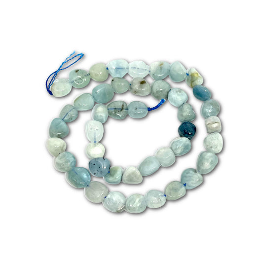 Aquamarine Polished Nugget Bead Strand 6x11mm - Approx 42 beads