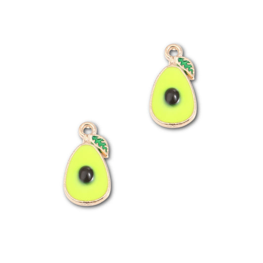 Gold Plated Enamel Avocado Charm 18x9mm - Pack of 2