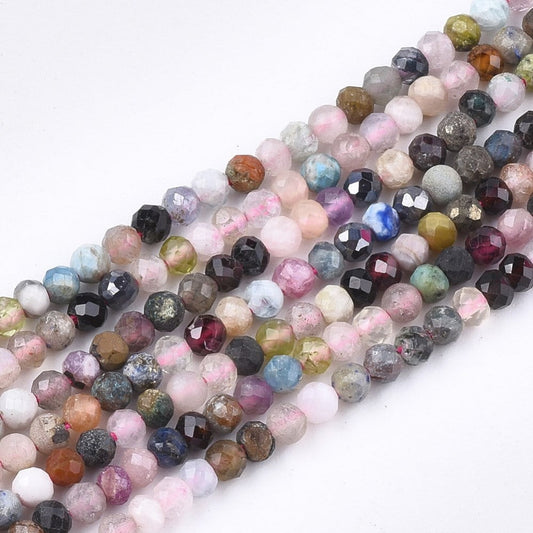3mm Faceted Mixed Gemstone Strand - Approx 120 beads