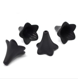 Black Frosted Large  Lily Flower Bead 22x22mm – Pack of 5