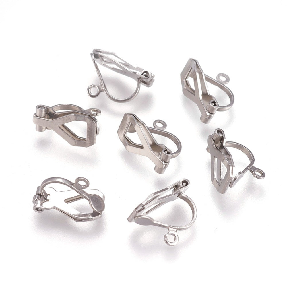 Stainless Steel Clip on Earring Findings - Per Pair