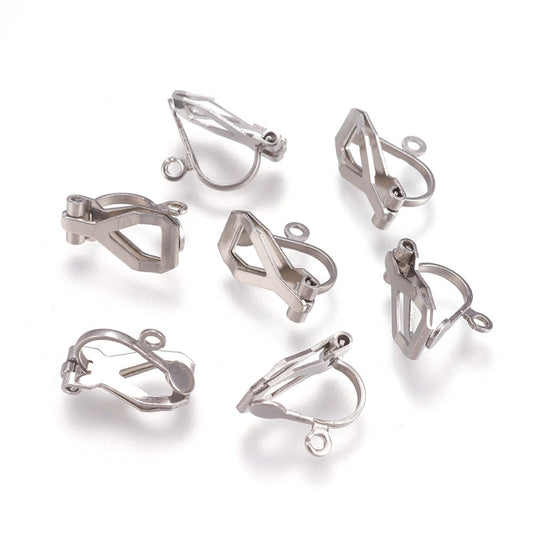 Stainless Steel Clip on Earring Findings - Per Pair