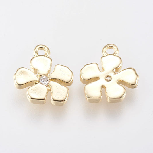 18k Gold Plated Cubic Zirconia Flower Charm 10mm
