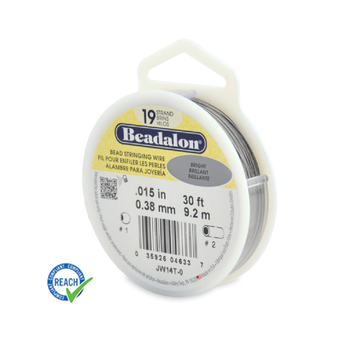 Beadalon 19 Strand 0.15 - 30ft Spool - Bright