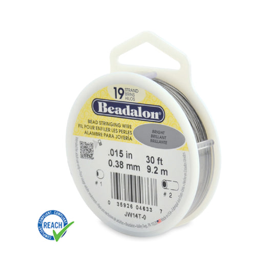 Beadalon 19 Strand 0.15 - 30ft Spool - Bright