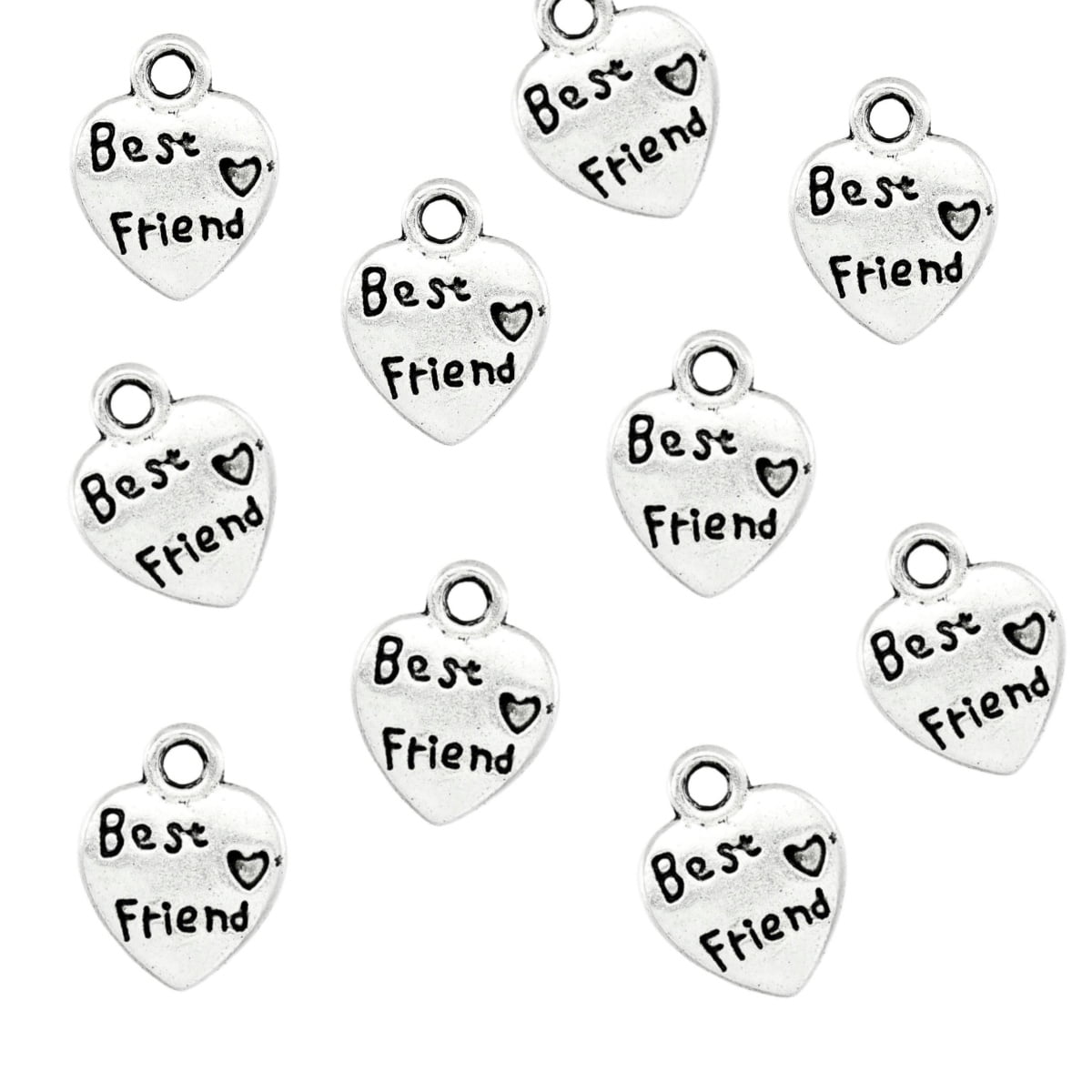 Antique Silver  Best Friend Charm 10mm – Pack of 10