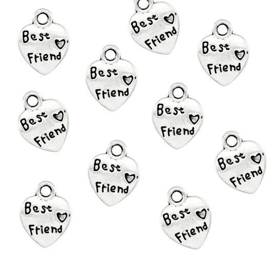 Antique Silver  Best Friend Charm 10mm – Pack of 10
