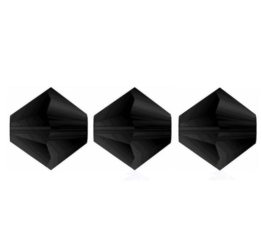 4mm Preciosa Bicones - Jet - Pack of 30