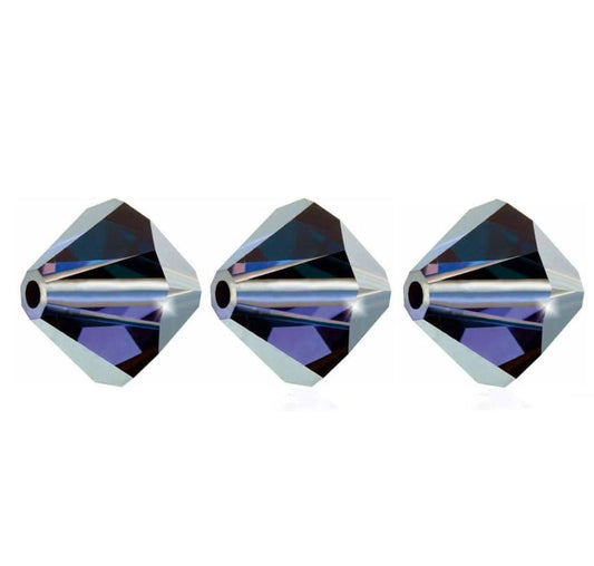 4mm Preciosa Bicones - Deep Tanzanite - Pack of 30