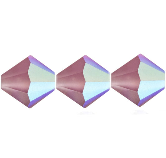4mm Preciosa Bicones - Light Amethyst Matte AB - Pack of 30