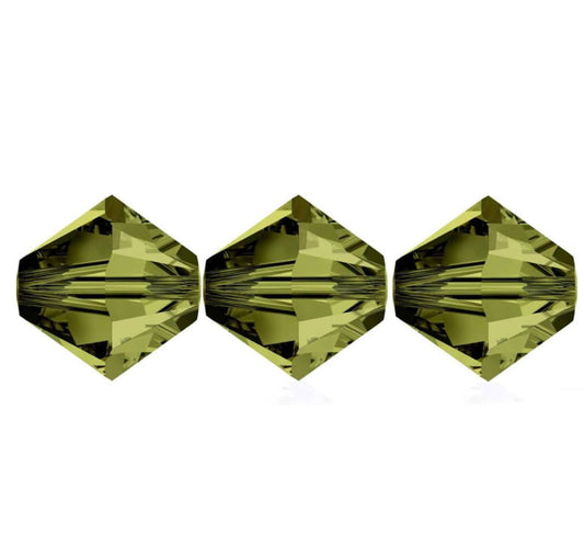 4mm Preciosa Bicones - Olivine - Pack of 30
