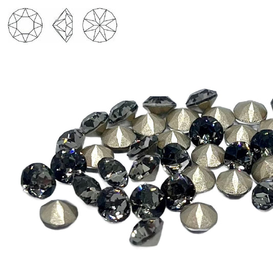 Aurora Pointy Back Chaton (C1088) SS29 – 6mm – Black Diamond – Pack of 2