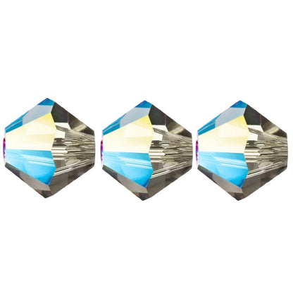 4mm Preciosa Bicones – Black Diamond Glitter – Pack of 30