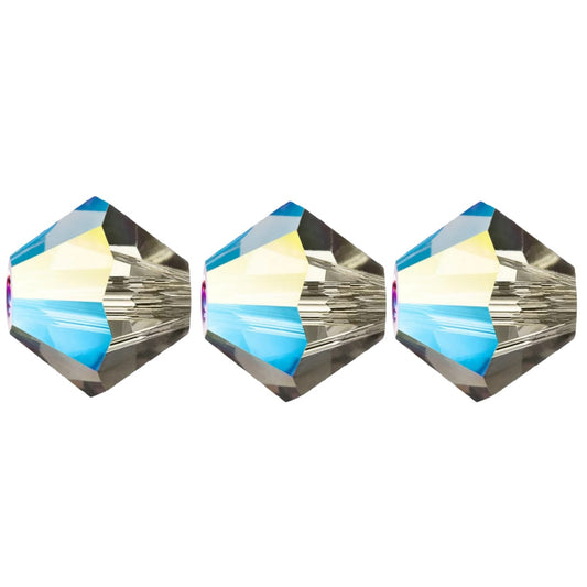 3mm Preciosa Bicones – Black Diamond Glitter – Pack of 30