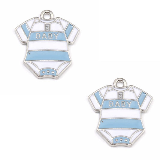 Blue Enamel Baby Bodysuit Charm 24x22mm – Pack of 2