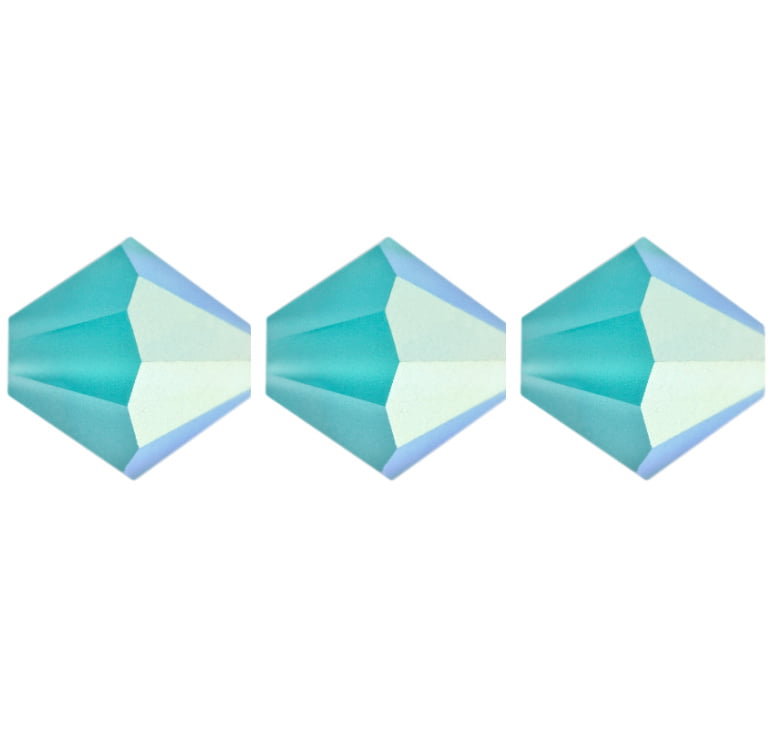 4mm Preciosa Bicones – Blue Zircon Matte AB – Pack of 30