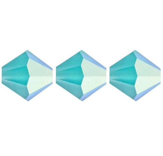 4mm Preciosa Bicones – Blue Zircon Matte AB – Pack of 30