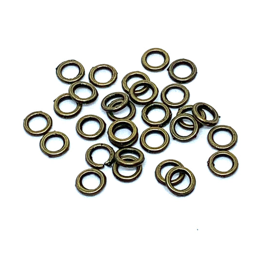 Antique Brass - 5mm Closed Jump Rings - Pack of 30