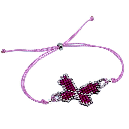 Brick Stitch Butterfly Bracelet Kit - Fuchsia