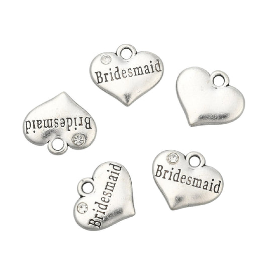 Silver Plated Bridesmaid Charms 14x16mm - Pack of 5