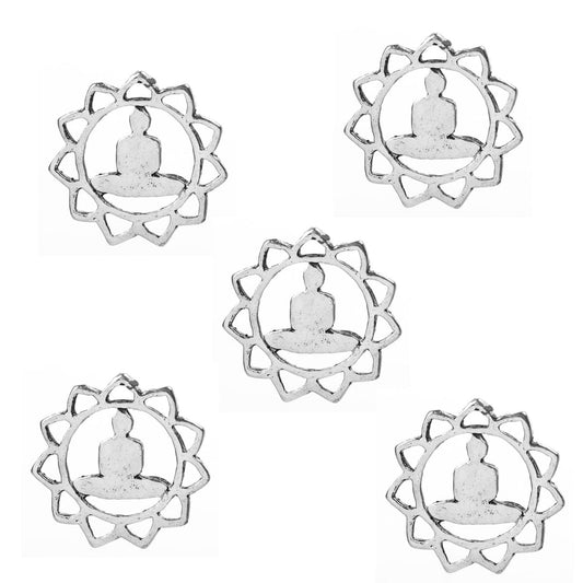 Silver Plated Buddha and Sun Charm 17x17mm – Pack of 5