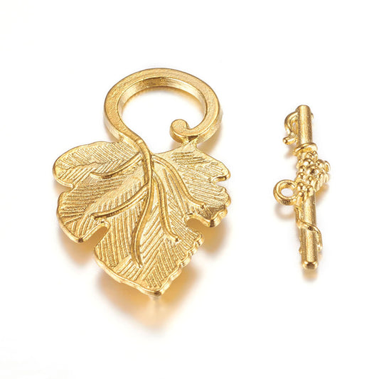 Gold Plated Leaf Toggle 37x23mm