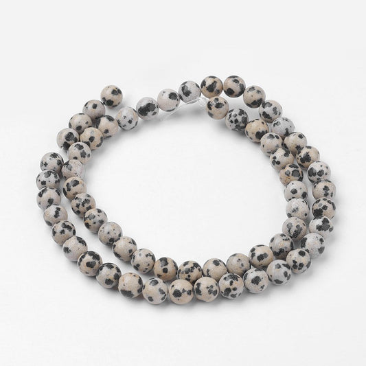 6mm Natural Mexican Dalmatian Jasper Round Bead Strand – Approx 60 beads